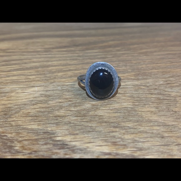 Sterling silver and obsidian ring - Picture 12 of 13